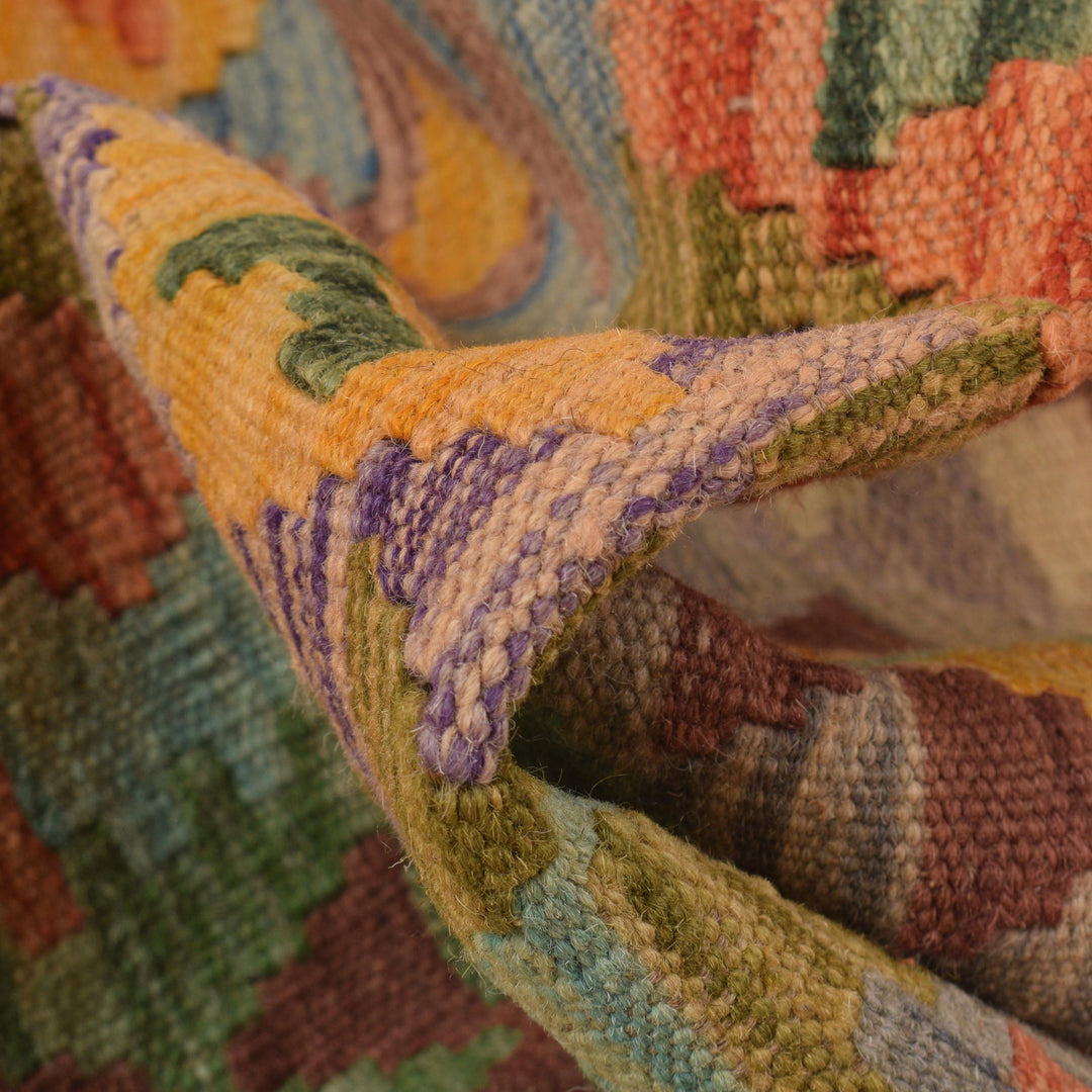 Hand Knotted Afghan Style Kilim Runner 2' 11" x 9' 8" - No. AL87155