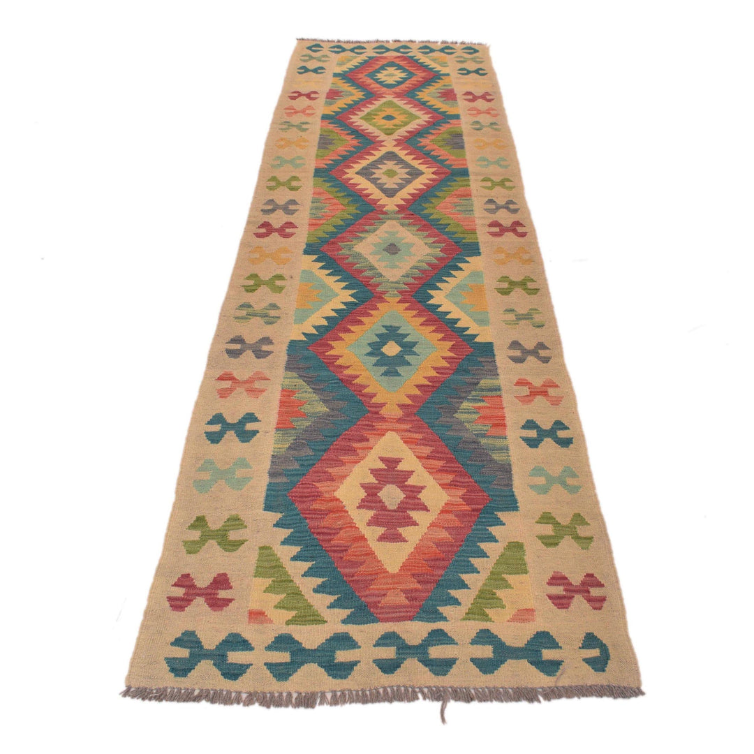 Hand Woven Wool Kelim Runner 2' 9" x 9' 9" - No. AL73198