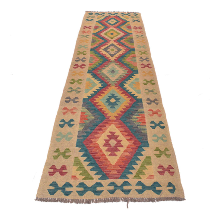 Hand Woven Wool Kelim Runner 2' 9" x 9' 9" - No. AL73198