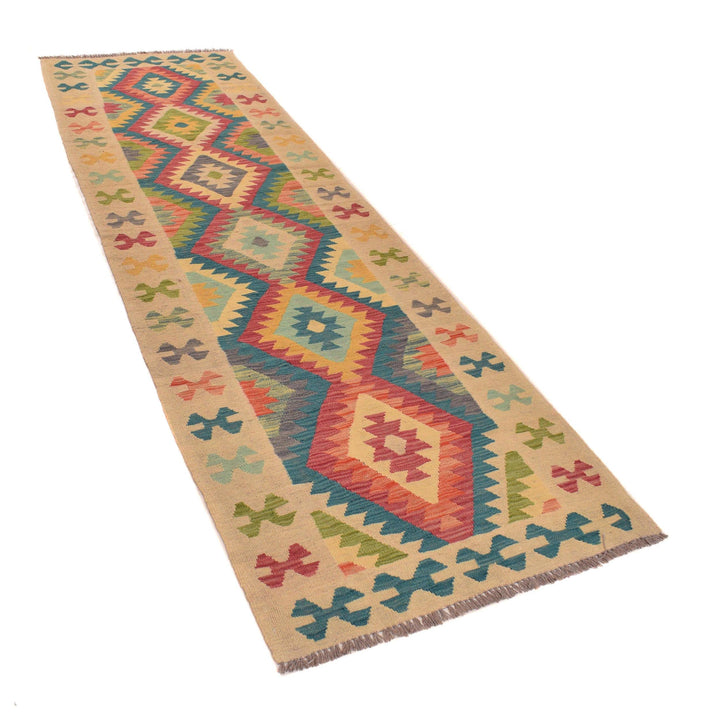 Hand Woven Wool Kelim Runner 2' 9" x 9' 9" - No. AL73198