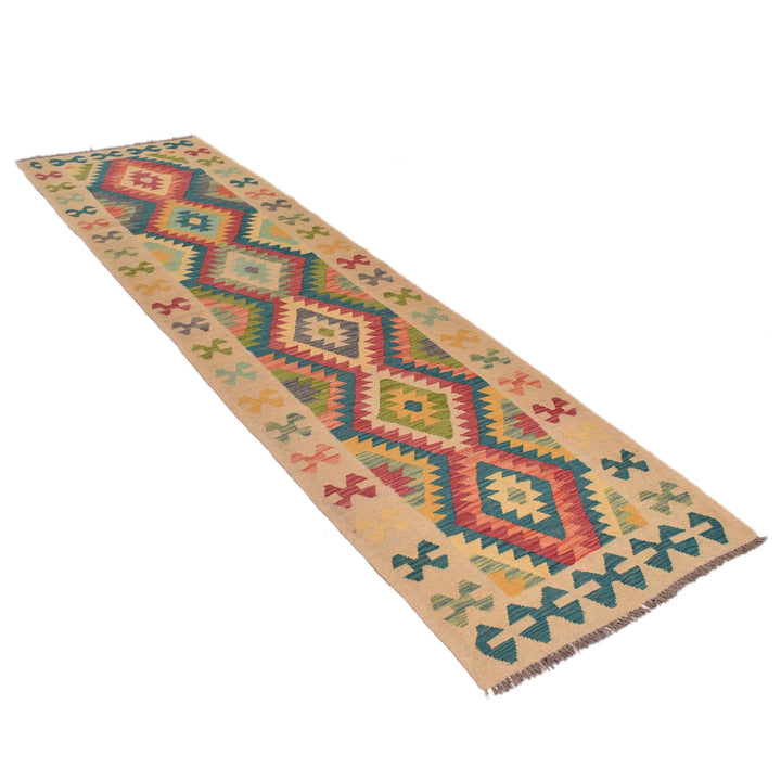 Hand Woven Wool Kelim Runner 2' 9" x 9' 9" - No. AL73198