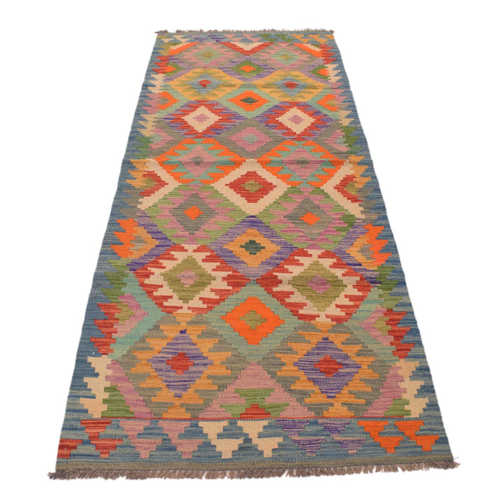 Afghan Vegetable Kilim Rug 2' 10" x 8' 4" Flat-Weave detail