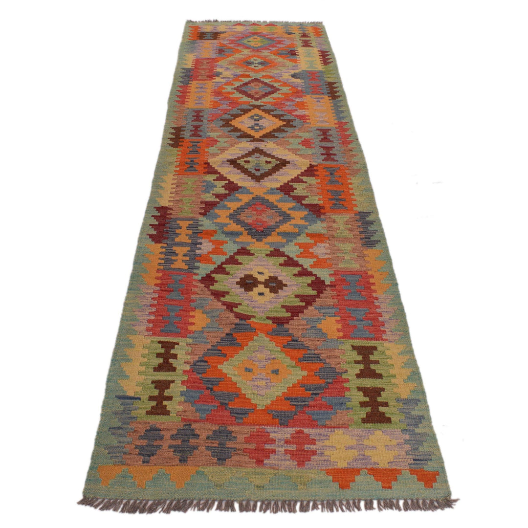 Handmade Turkish Design Wool Kilim Runner 2' 8" x 9' 10" - No. AL33051
