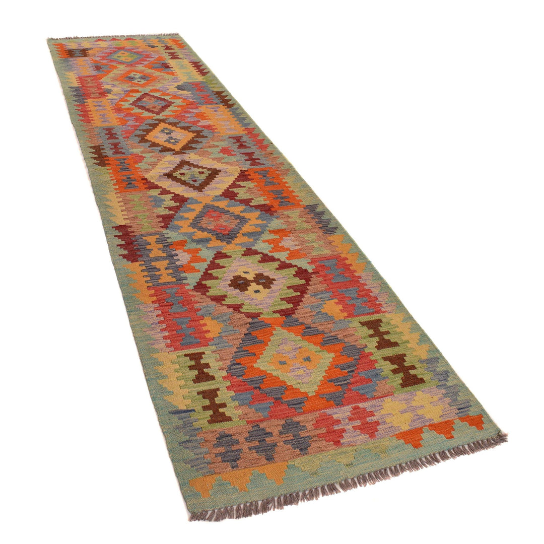 Handmade Turkish Design Wool Kilim Runner 2' 8" x 9' 10" - No. AL33051