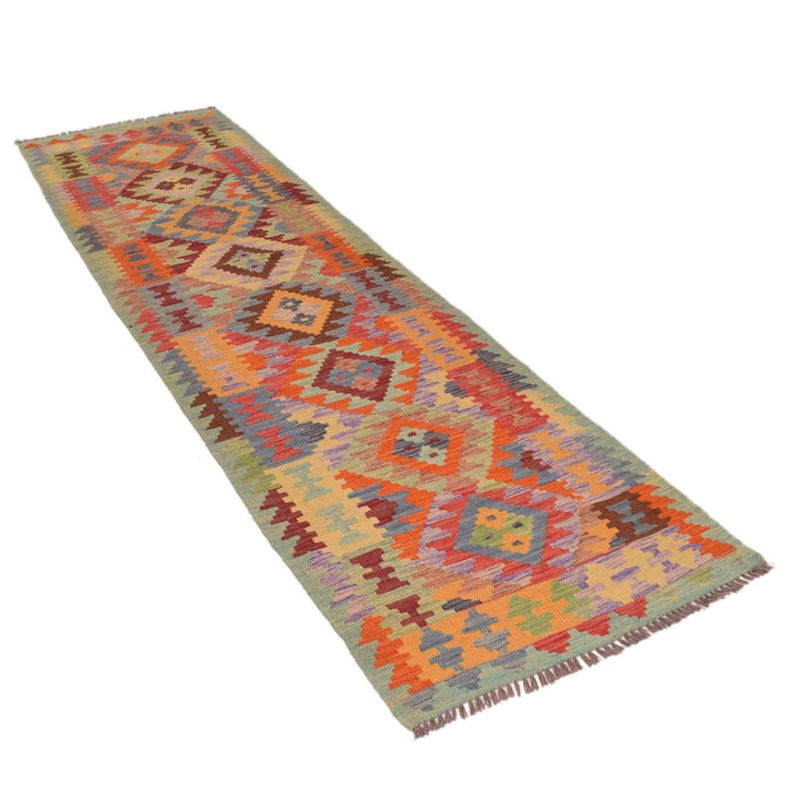Handmade Turkish Design Wool Kilim Runner 2' 8" x 9' 10" - No. AL33051