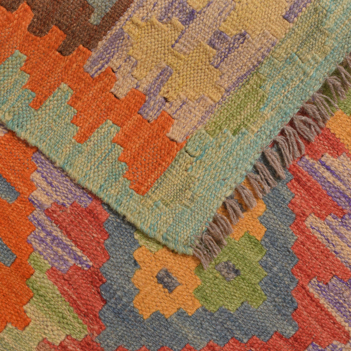 Handmade Turkish Design Wool Kilim Runner 2' 8" x 9' 10" - No. AL33051