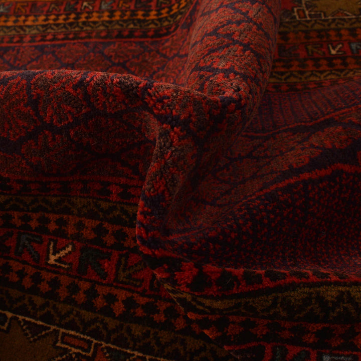 Red Afghan Prayer Rug 3' 3" x 5' 8" Hand-Knotted reverse