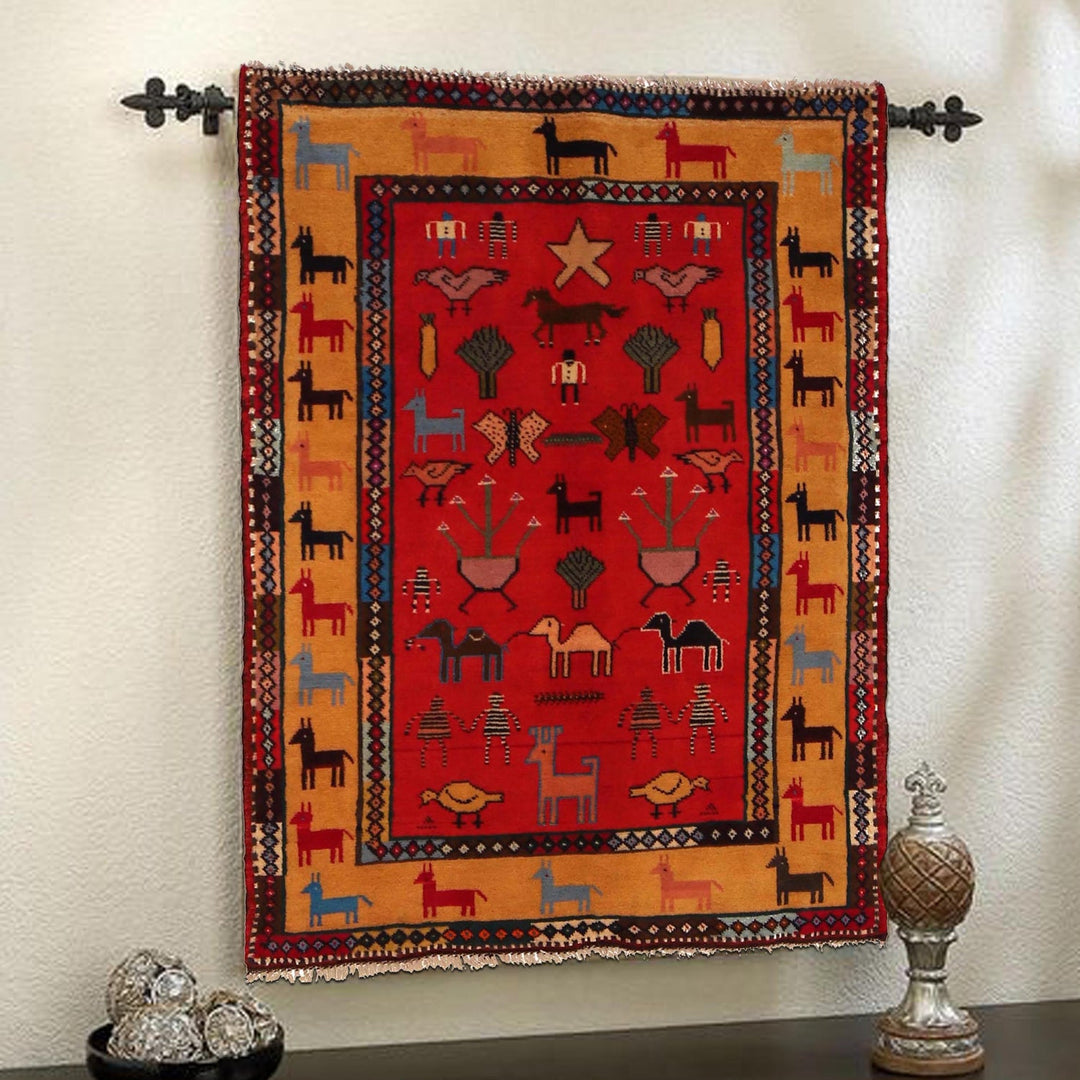 Handmade Pictorial Carpet 2' 11" x 3' 11" - No. AL28741