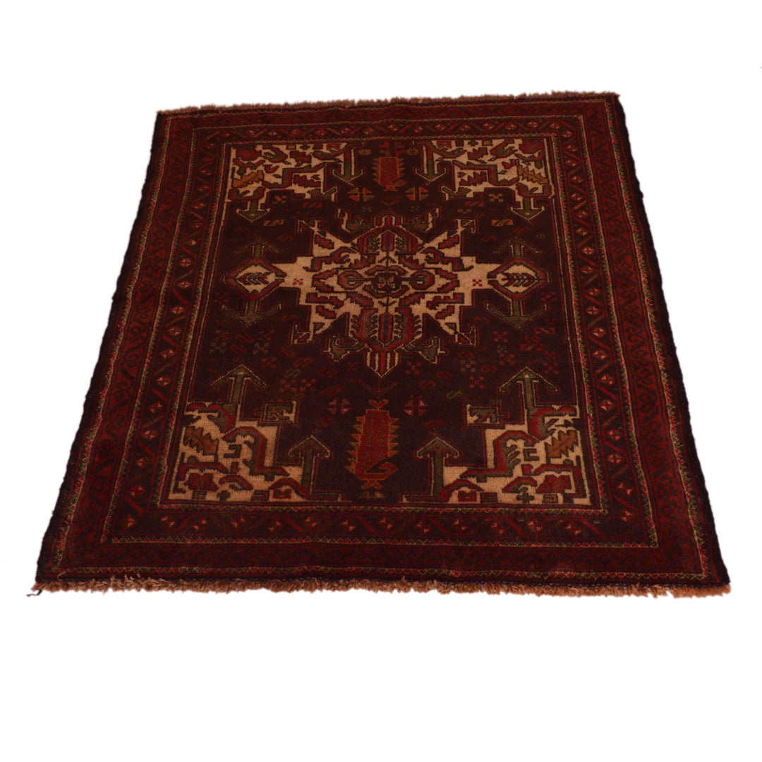 Afghan Baluchi Rug 2' 10" x 3' 10" Hand-Knotted detail