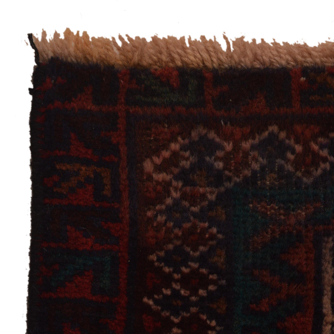 Red Afghan Prayer Rug 3' 0" x 5' 5" Hand-Knotted pattern