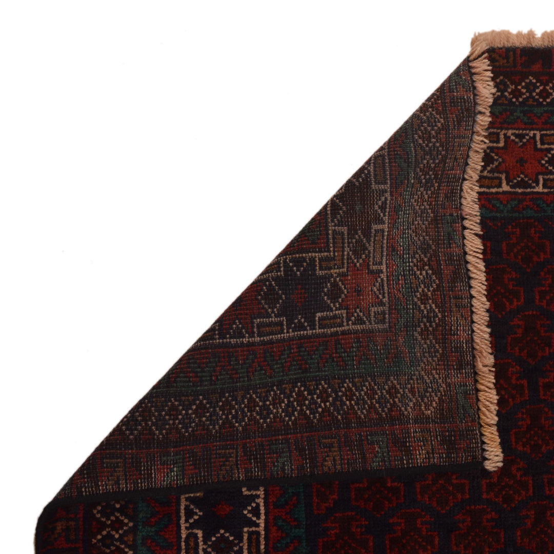 Red Afghan Prayer Rug 3' 0" x 5' 5" Hand-Knotted field