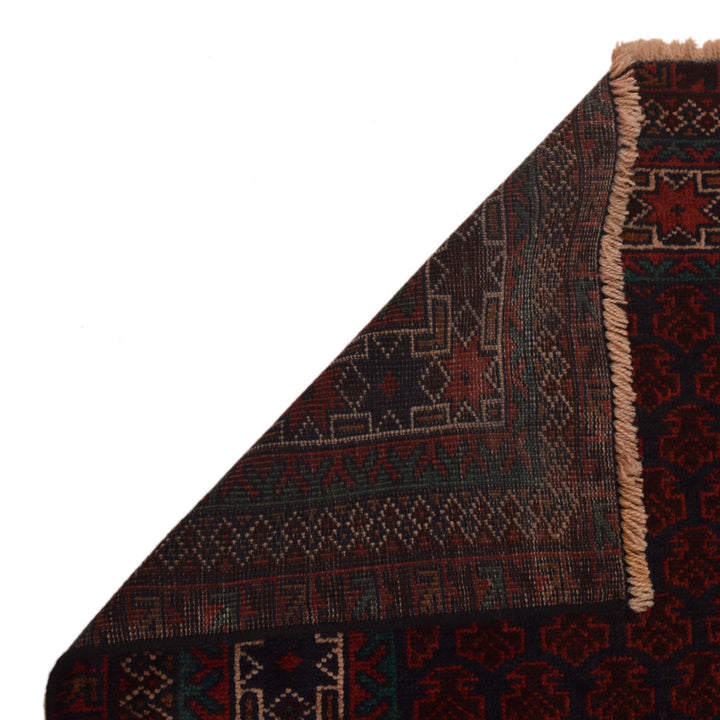 Red Afghan Prayer Rug 3' 0" x 5' 5" Hand-Knotted field