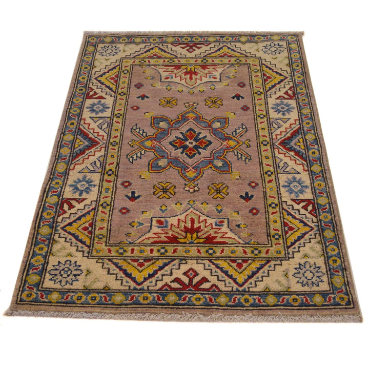 Afghan Kazak Rug 2' 7" x 4' 1" Hand-Knotted detail