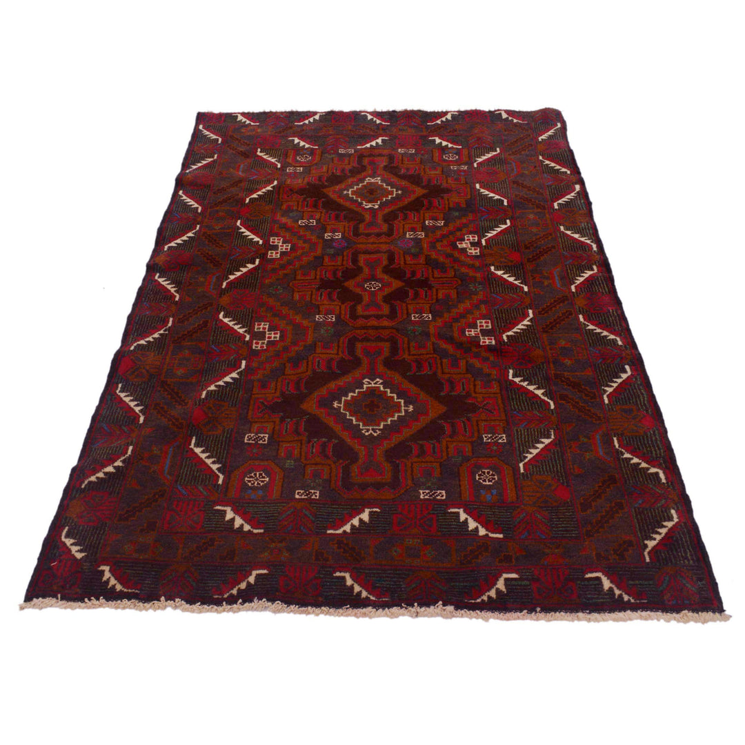 Afghan Balochi Rug 3' 10" x 6' 5" Hand-Knotted detail
