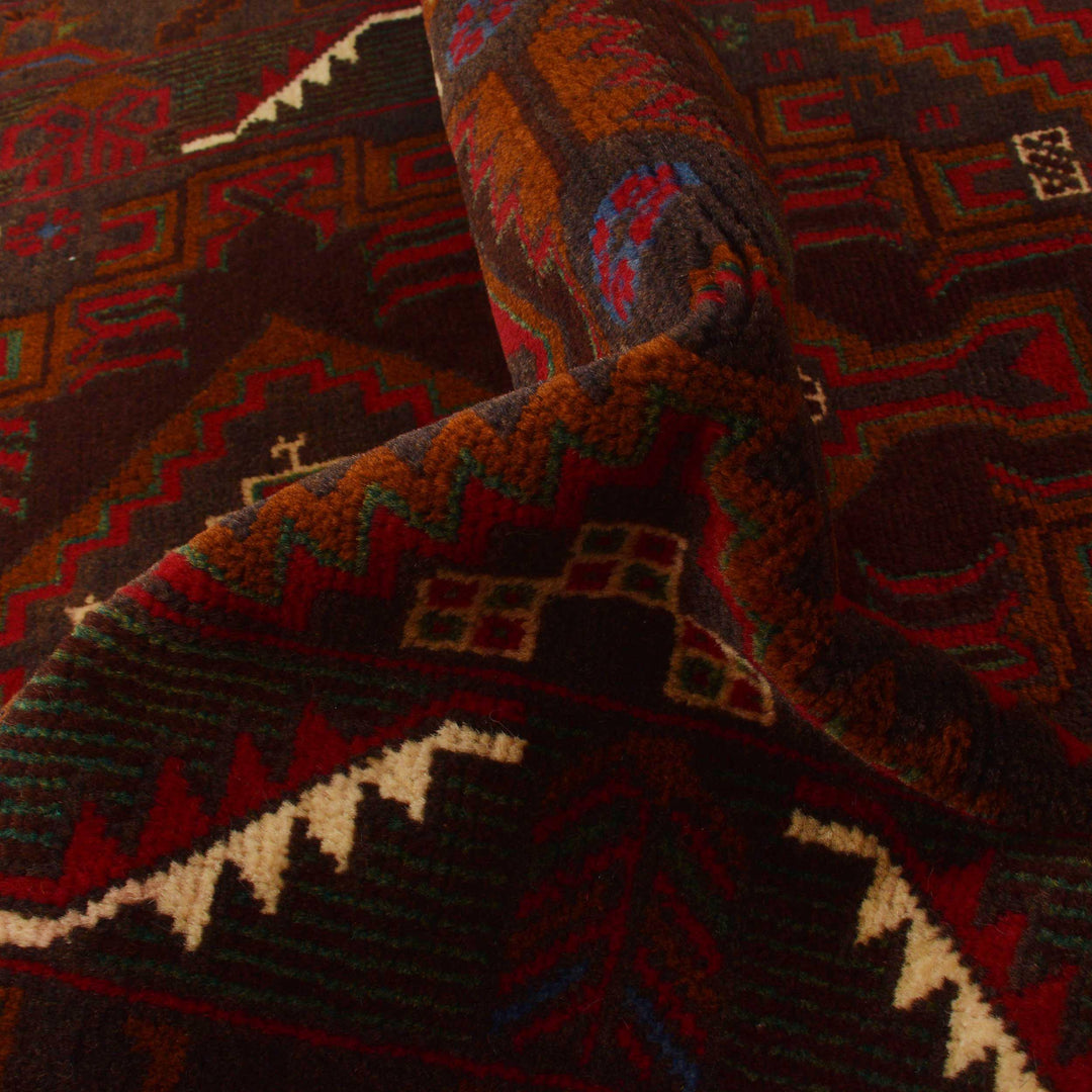 Afghan Balochi Rug 3' 10" x 6' 5" Hand-Knotted reverse
