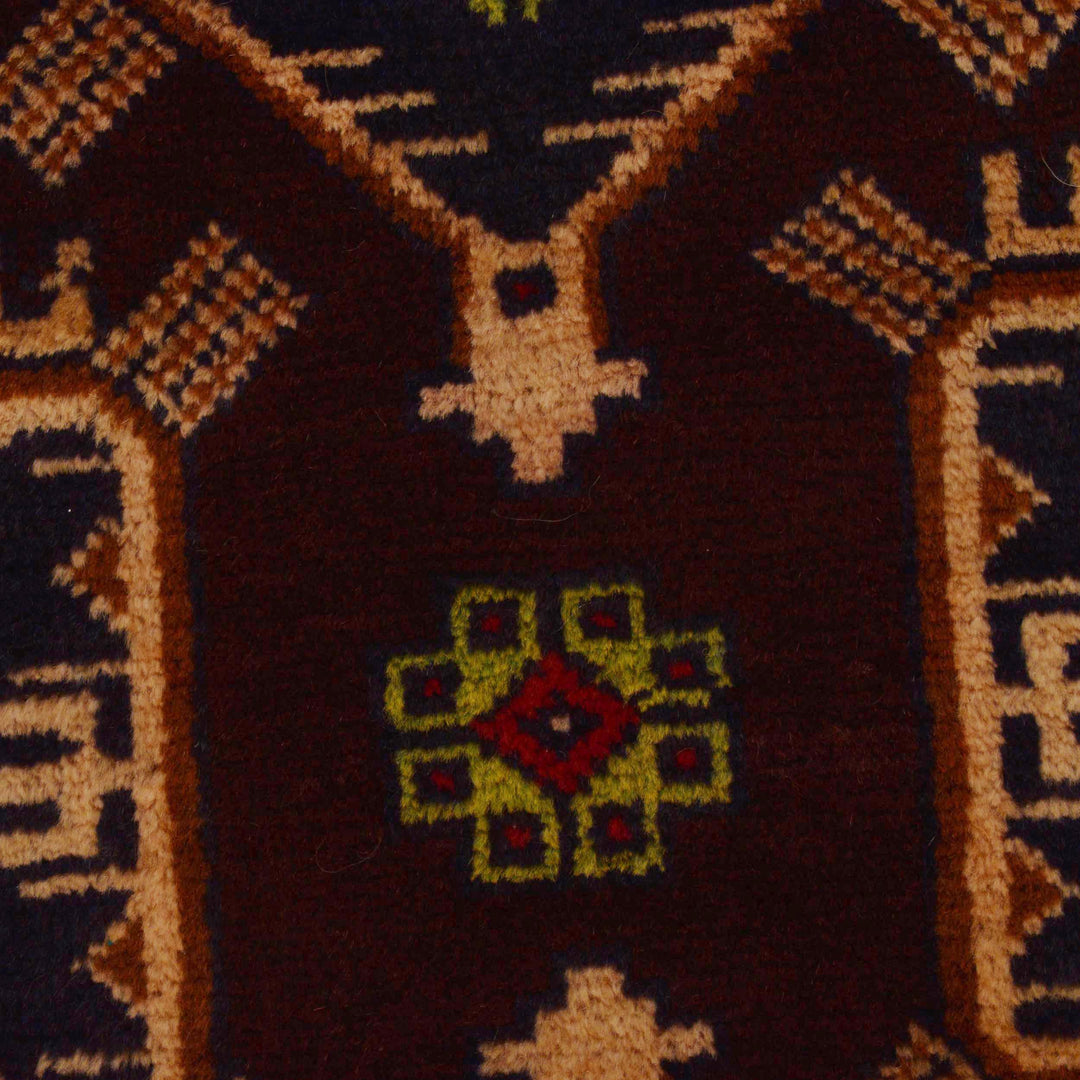 Afghan Baluchi Rug 3' 7" x 5' 9" Hand-Knotted border