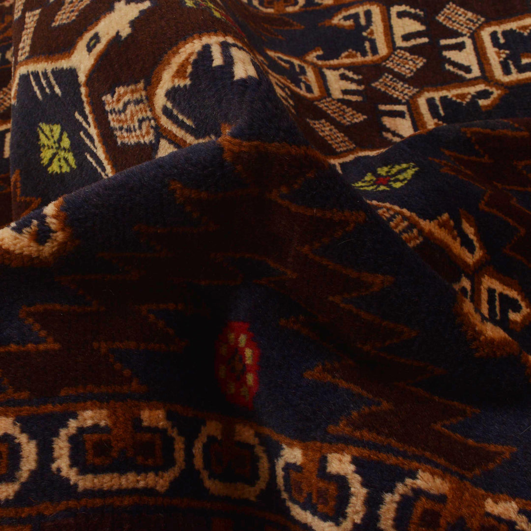 Afghan Baluchi Rug 3' 7" x 5' 9" Hand-Knotted reverse