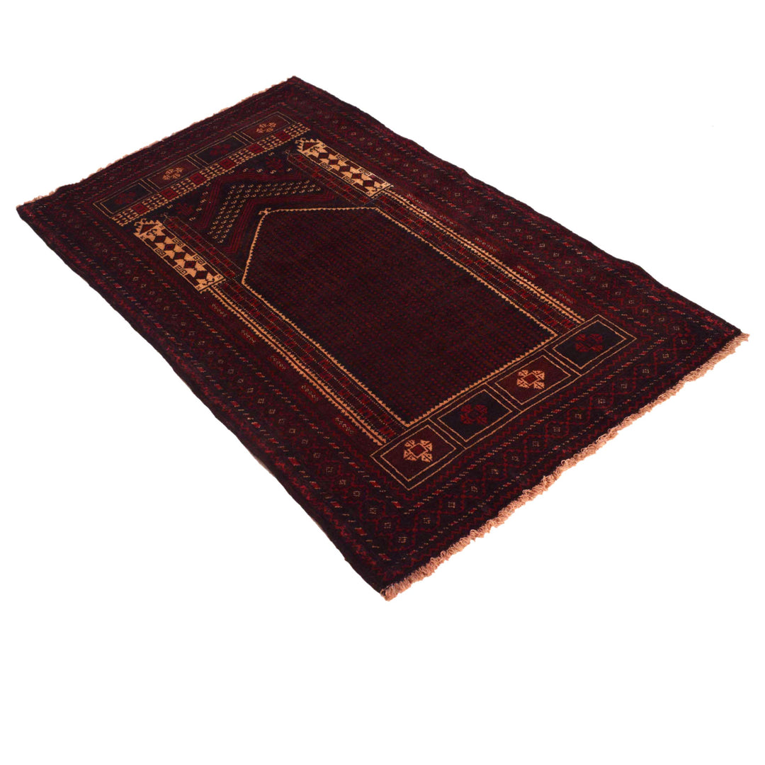 Afghan Prayer Rug 2' 9" x 4' 6" Hand-Knotted view