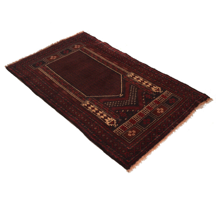 Afghan Prayer Rug 2' 9" x 4' 6" Hand-Knotted close-up