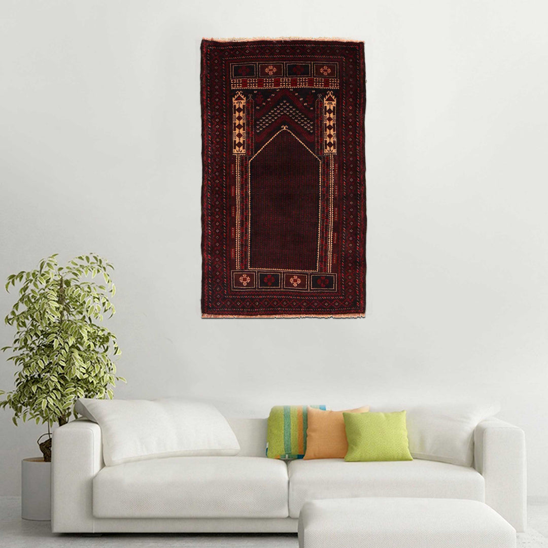 Afghan Prayer Rug 2' 9" x 4' 6" Hand-Knotted view 9
