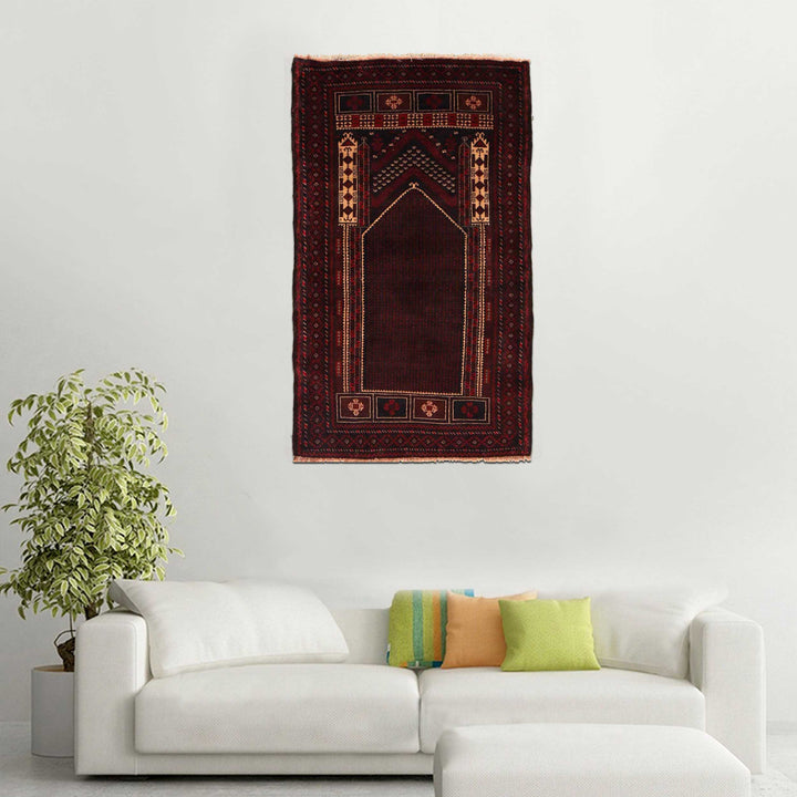 Afghan Prayer Rug 2' 9" x 4' 6" Hand-Knotted view 9