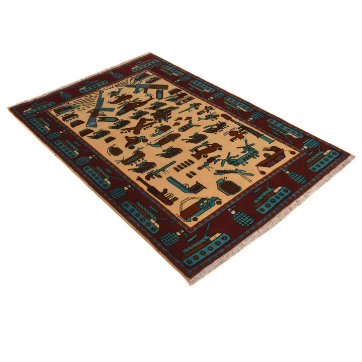 Beige Color War Rug 3' 5" x 5' 2" - No. AL72820