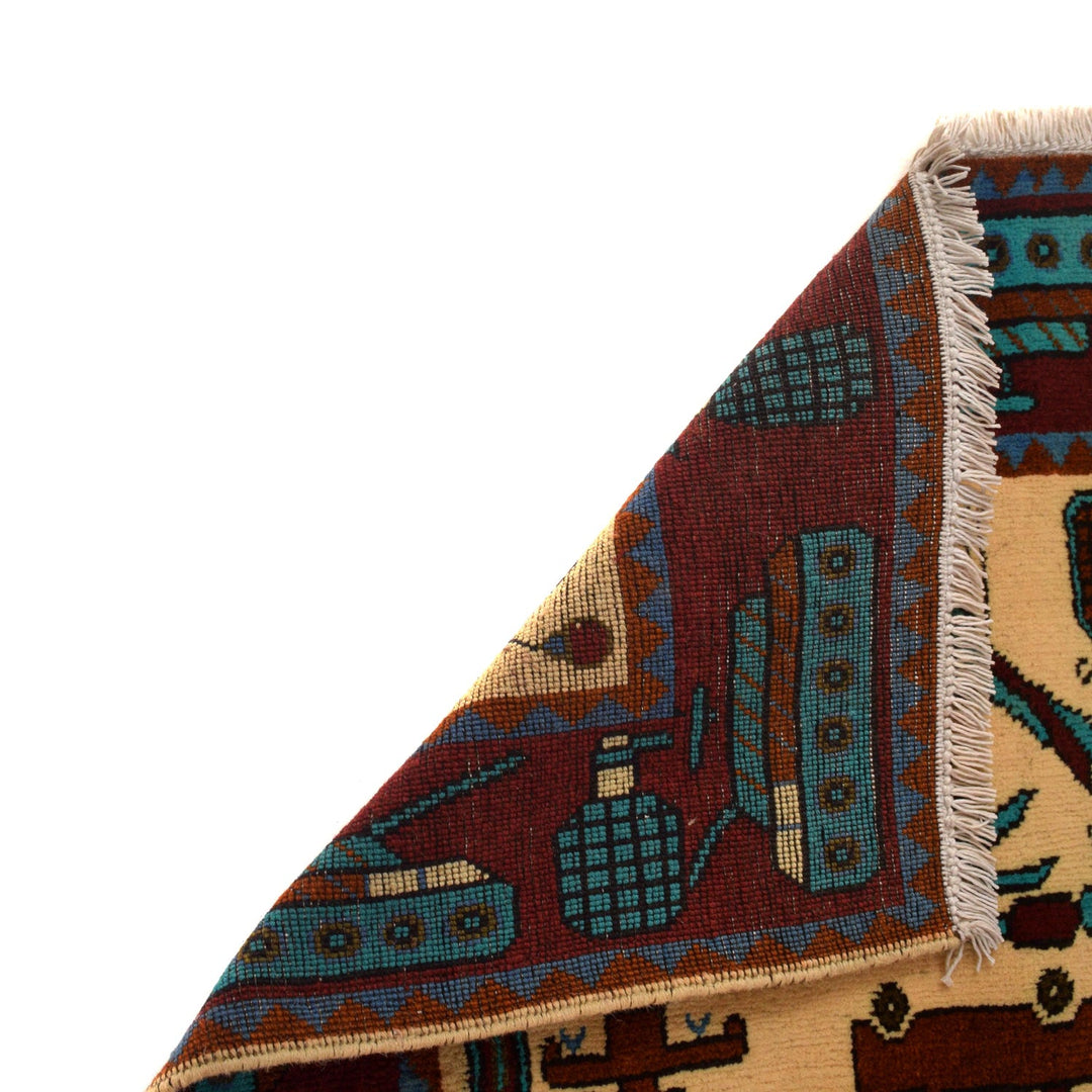 Beige Color War Rug 3' 5" x 5' 2" - No. AL72820