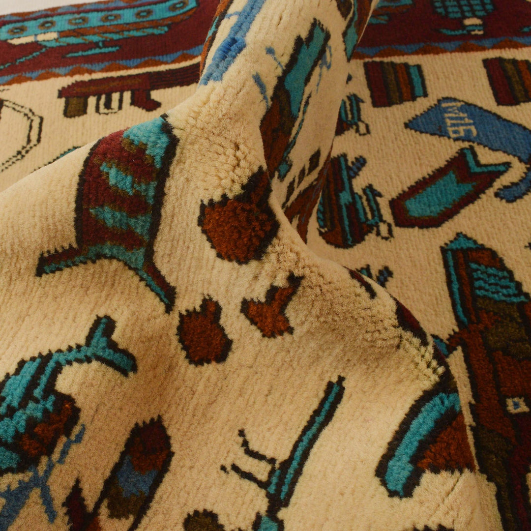 Beige Color War Rug 3' 5" x 5' 2" - No. AL72820