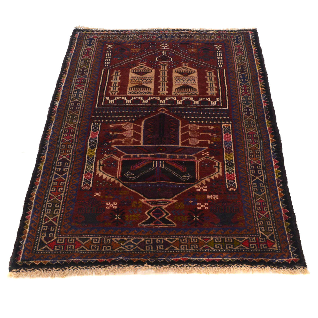 Afghan Prayer Rug 2' 8" x 4' 4" Hand-Knotted | No. AL63677