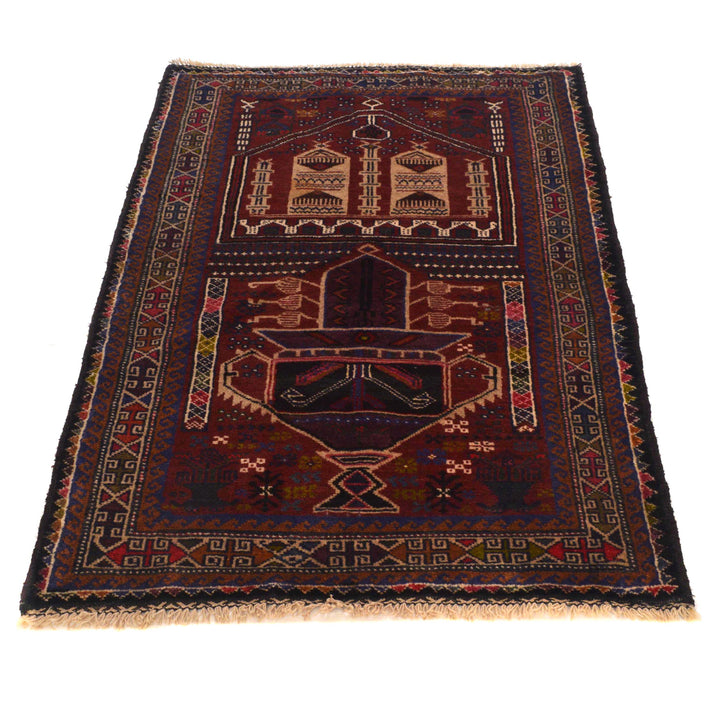 Afghan Prayer Rug 2' 8" x 4' 4" Hand-Knotted | No. AL63677
