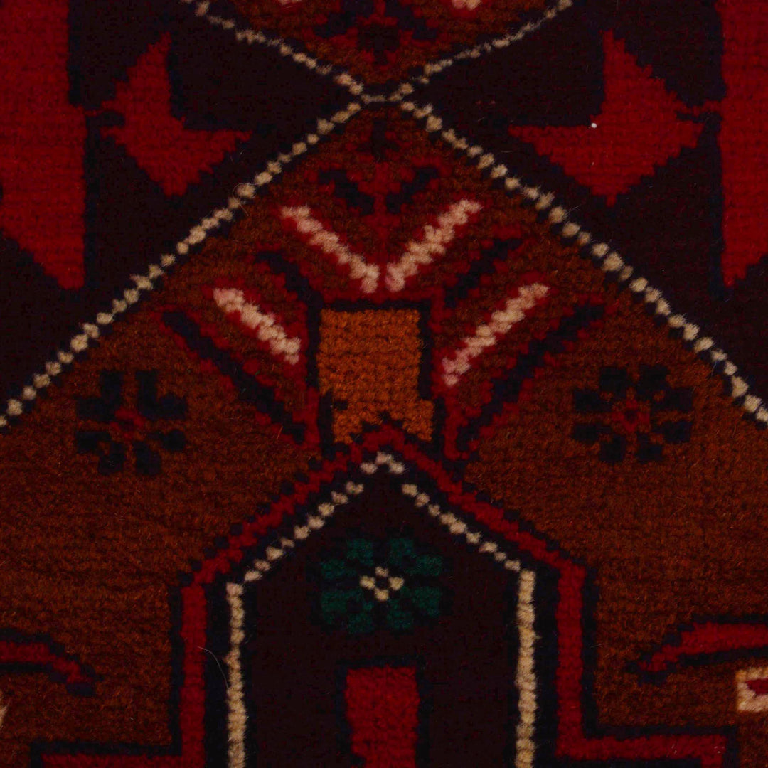 Brown Afghan Baluchi Rug 2' 10" x 4' 4" Hand-Knotted border
