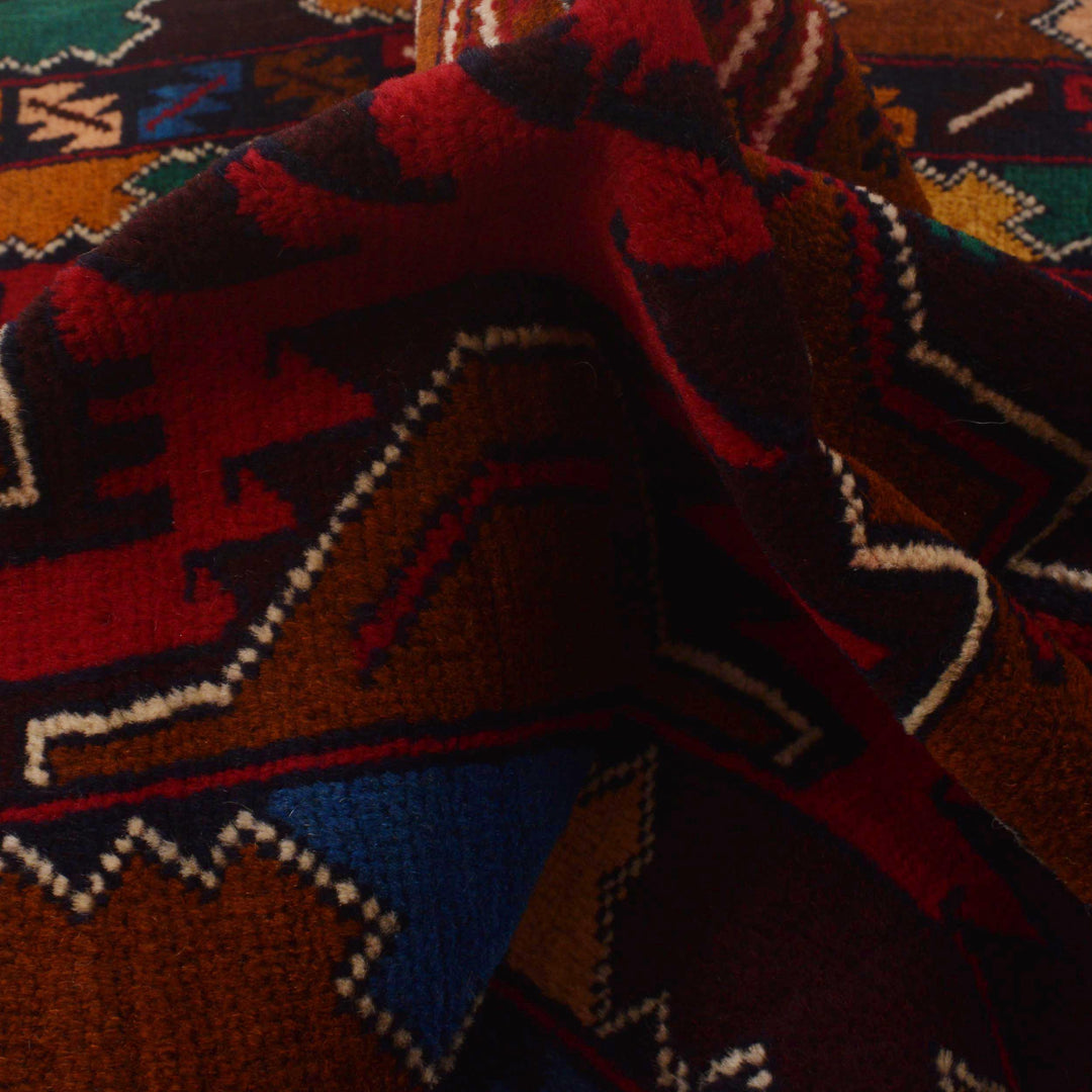 Afghan Tribal Baluchi Rug 2' 10" x 4' 4" Hand-Knotted reverse