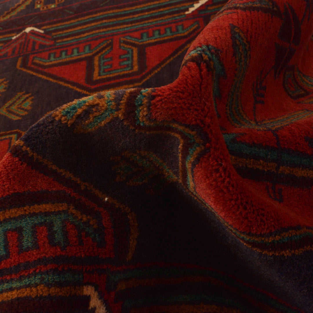Afghan Baluchi Rug 3' 7" x 6' 9" Hand-Knotted reverse