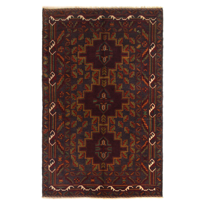 Afghan Baluchi Rug 3' 8" x 6' 3" Hand-Knotted