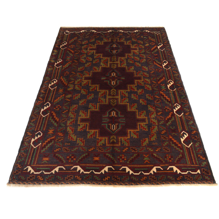Afghan Baluchi Rug 3' 8" x 6' 3" Hand-Knotted view