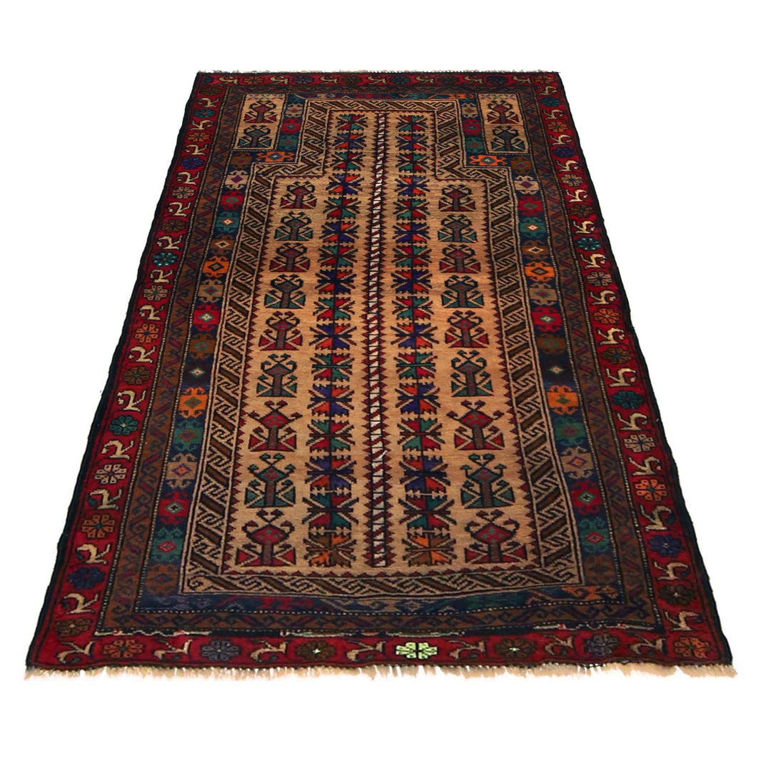 Afghan Prayer Rug 2' 8" x 4' 8" Hand-Knotted detail