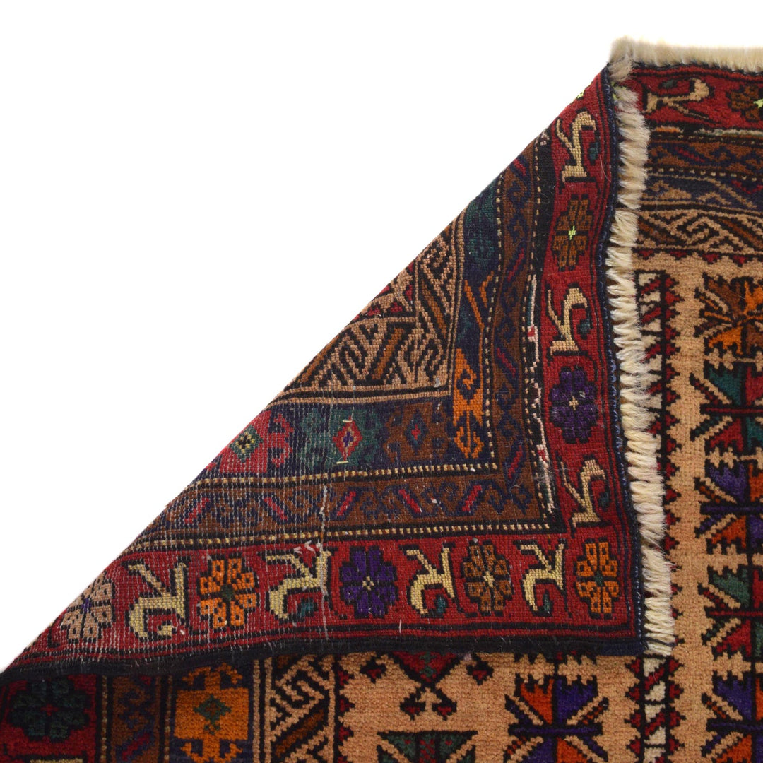 Afghan Prayer Rug 2' 8" x 4' 8" Hand-Knotted field