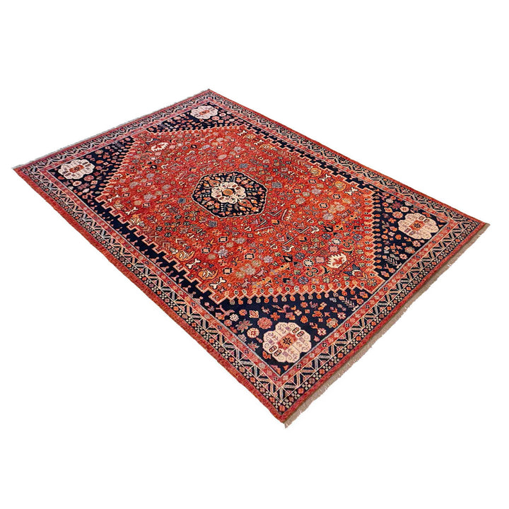 Red Afghan Shirazi Rug 8'2" x 11'1" Hand-Knotted view