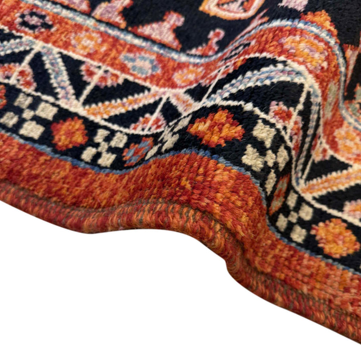 Red Afghan Shirazi Rug 8'2" x 11'1" Hand-Knotted texture