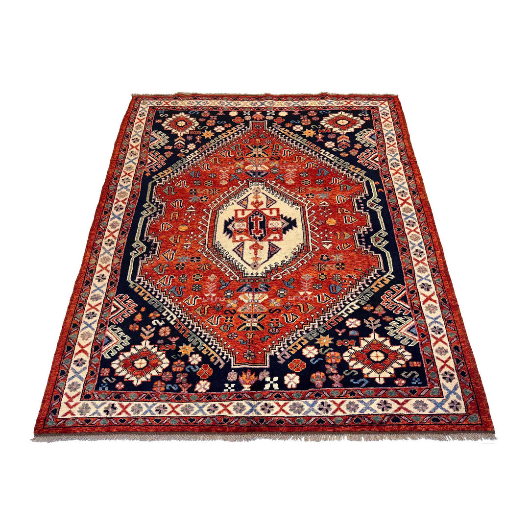 Afghan Shirazi Rug 6' 10" x 9' 9" Hand-Knotted detail