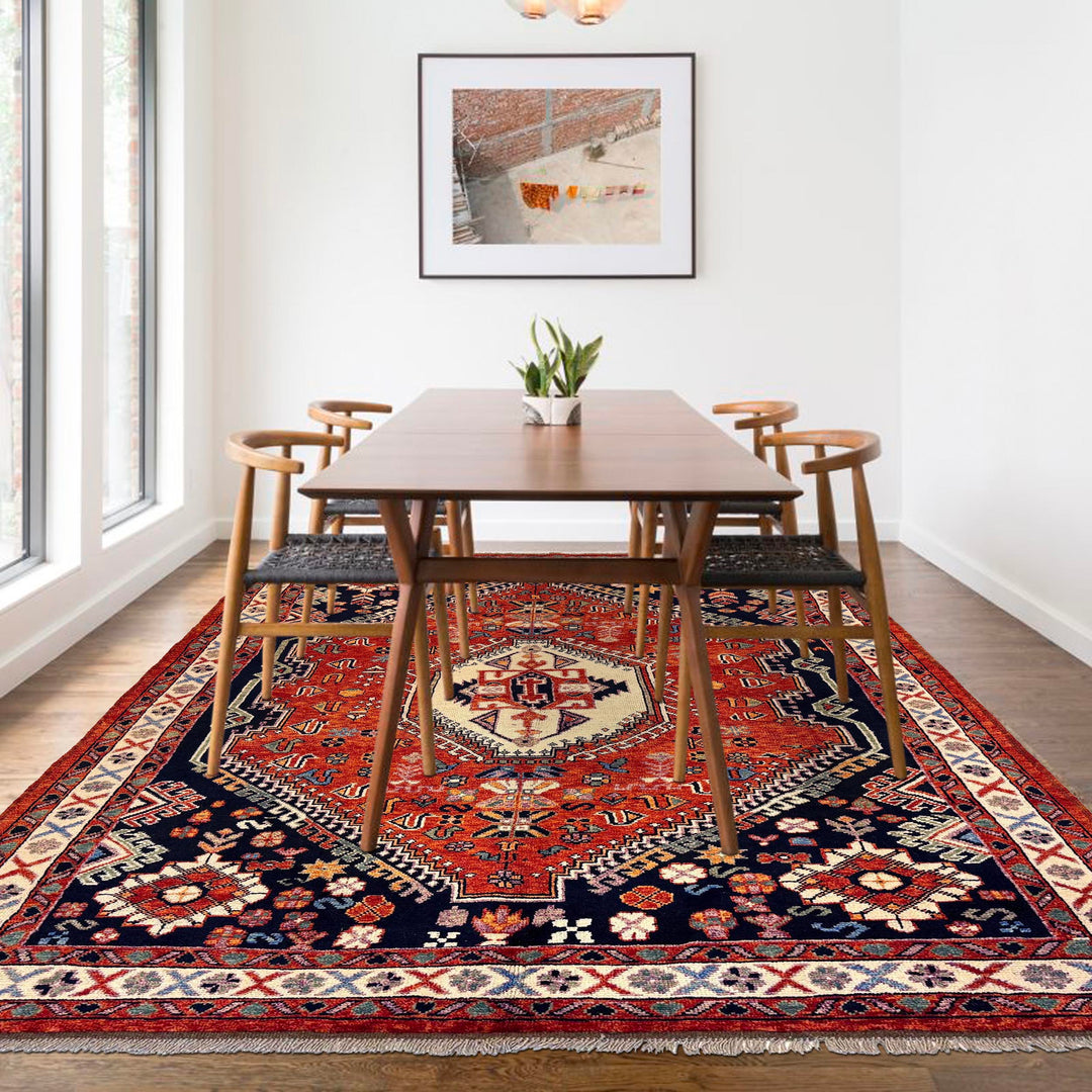 Afghan Shirazi Rug 6' 10" x 9' 9" Hand-Knotted view 9