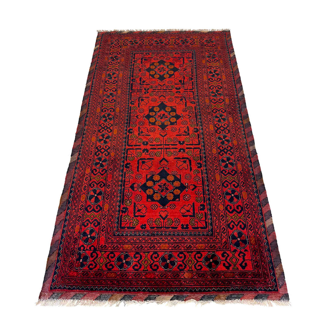 Red Afghan Khal Mohammadi Rug 3' 1" x 6' 7" Hand-Knotted detail