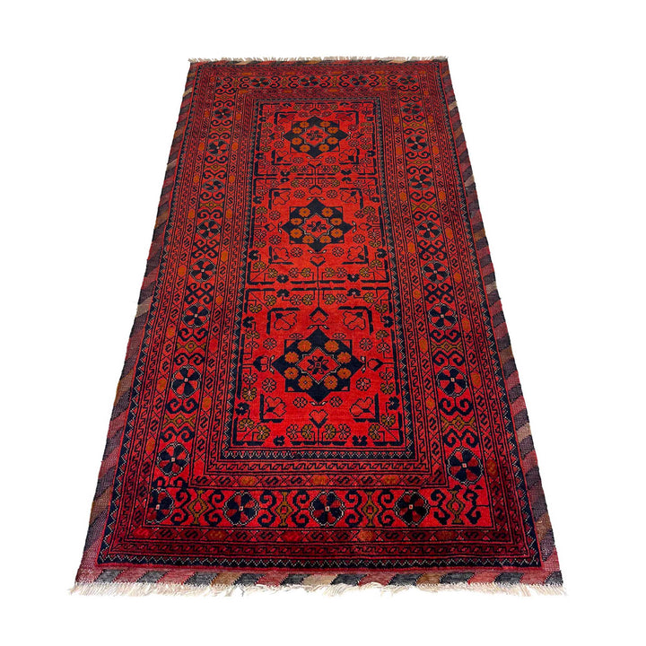 Red Afghan Khal Mohammadi Rug 3' 1" x 6' 7" Hand-Knotted detail