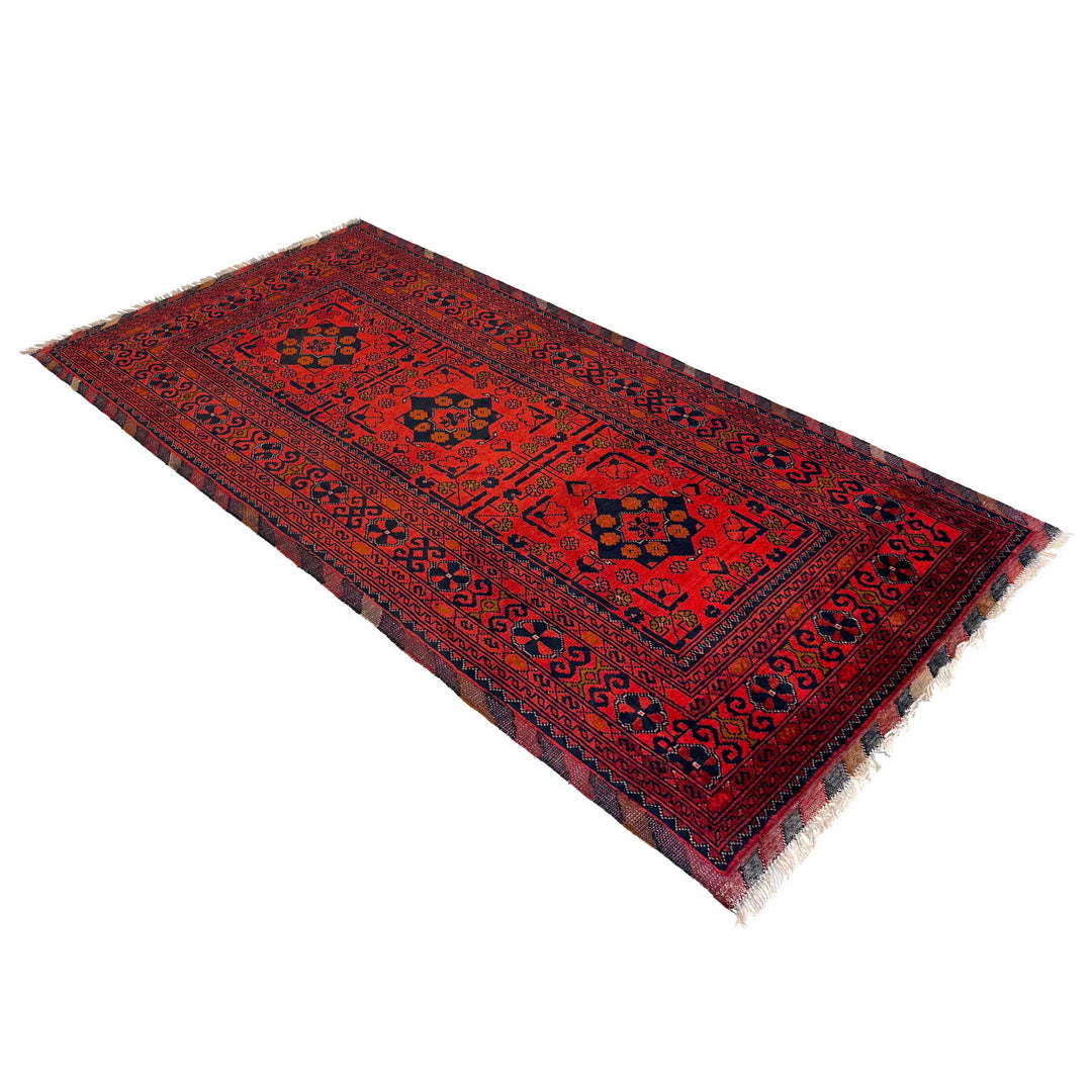 Red Afghan Khal Mohammadi Rug 3' 1" x 6' 7" Hand-Knotted view