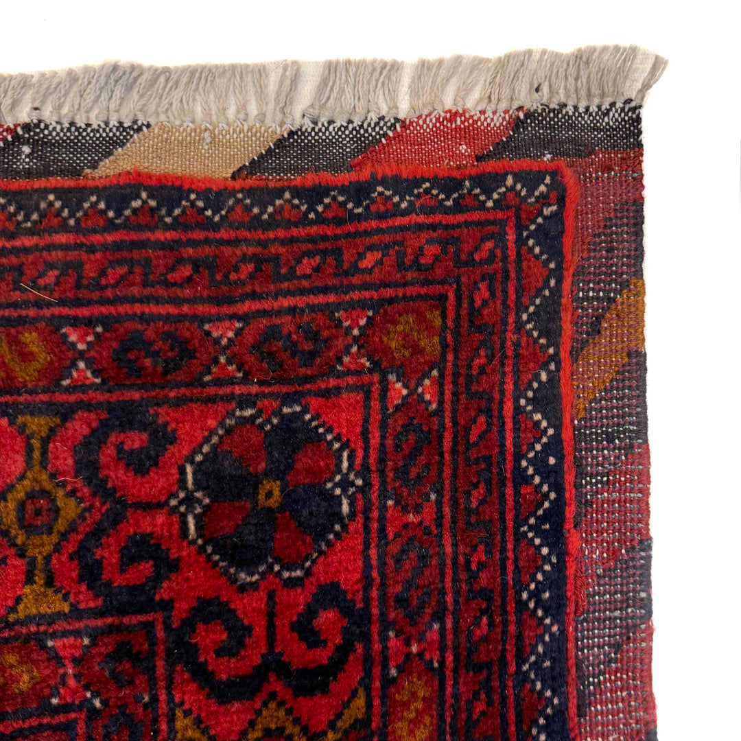 Red Afghan Khal Mohammadi Rug 3' 1" x 6' 7" Hand-Knotted pattern