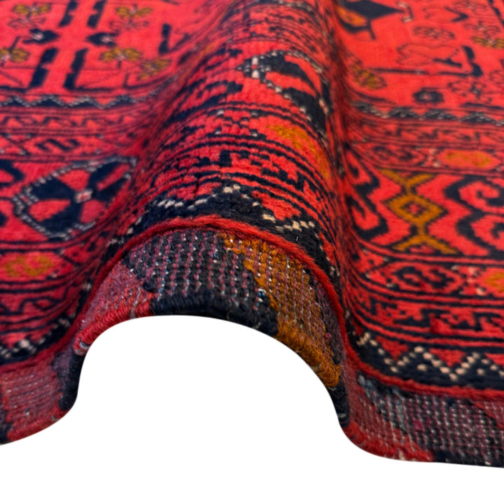 Red Afghan Khal Mohammadi Rug 3' 1" x 6' 7" Hand-Knotted texture