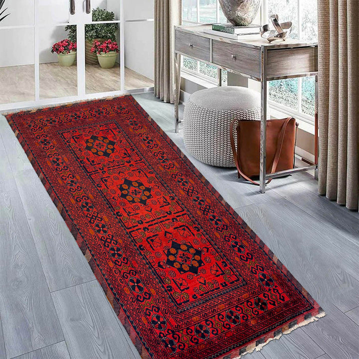 Red Afghan Khal Mohammadi Rug 3' 1" x 6' 7" Hand-Knotted view 9