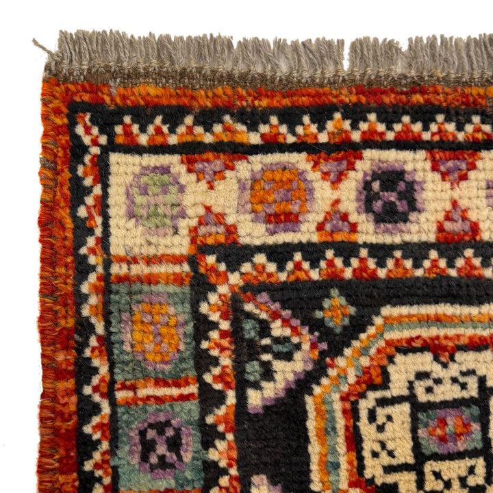 Red Afghan Oriental Rug 3' 4" x 4' 10" Hand-Knotted pattern