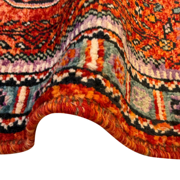 Red Afghan Oriental Rug 3' 4" x 4' 10" Hand-Knotted texture