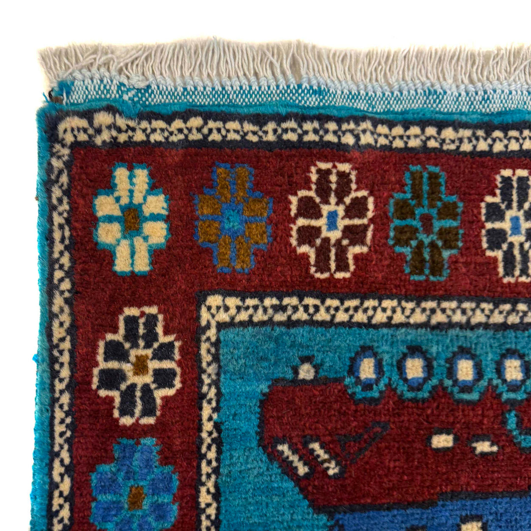 Blue Afghan War Rug 2' 9" x 4' 4" Hand-Knotted | No. AL72937